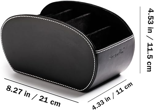 Miniatura 2 de BONNY DODO Caja organizadora de oficina multifuncional de piel sintética, soporte para control remoto, para almacenamiento de escritorio, mesa con 5