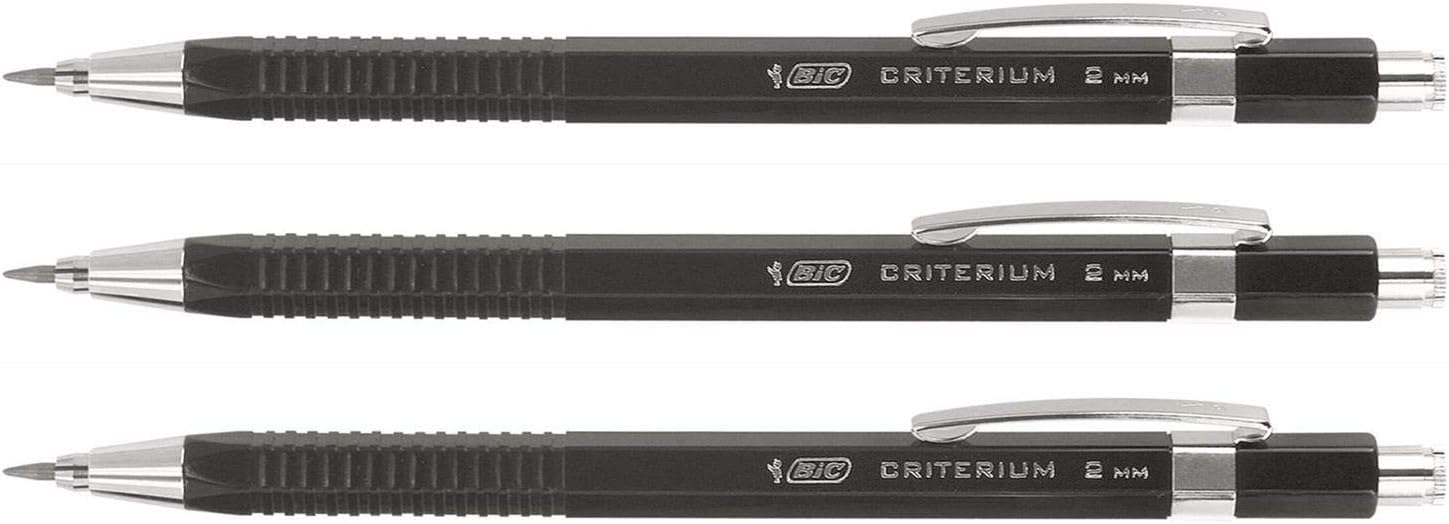 BIC Criterium PorteMines 2mm HB Corps Noir ou Blanc, Blister de 1 + 6 Mines Amazon.fr