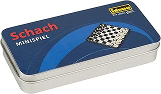 Idena 40110 - Mini Jeu d'échecs dans Une boîte métallique Pratique pour Le Stockage et Le Transport, Le Terrain de Jeu et ...