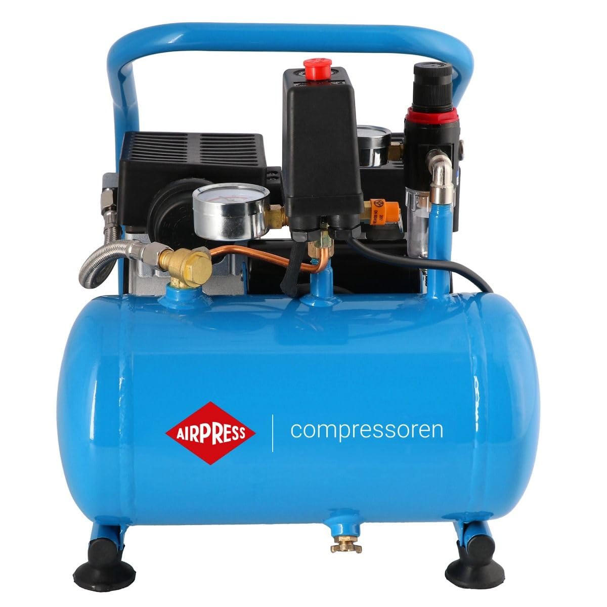 Airpress - Compresor de aire silencioso sin aceite L 6-95 8 bar 0.6 CV / 0.45 kW 48 litros/minutos 5 litros