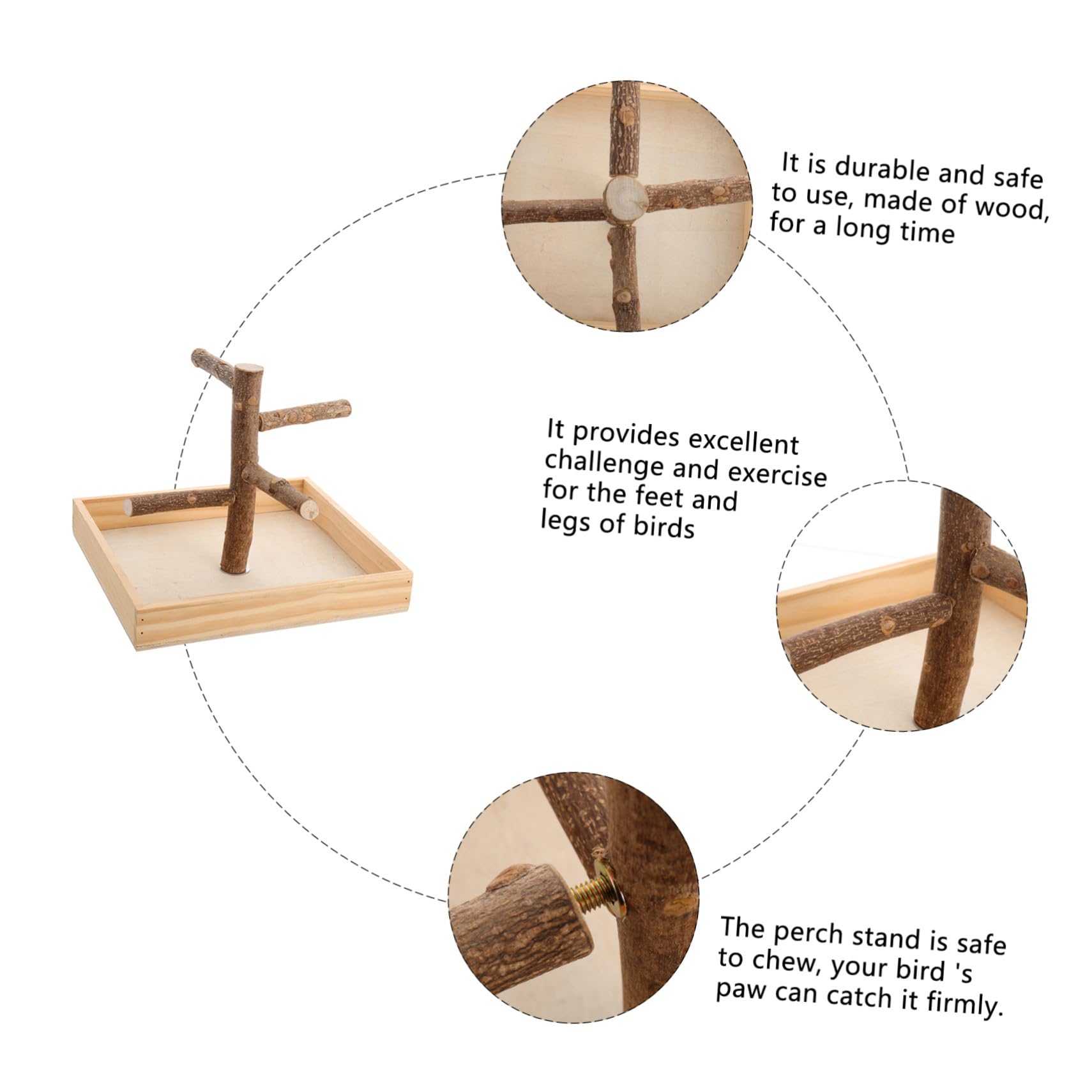 Soporte Equilibrio para Beige Perchas de Madera de Pájaros Portátil para Desarrollo Coordinación en Pequeños Pájaros y Cockatiel