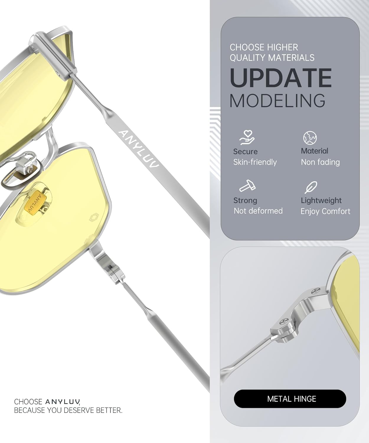 ANYLUV Blue Light Blocking Glasses for Men, Fashion Lightwight Blue Light Glasses Computer Screen Blocker Eyewear - Image 3