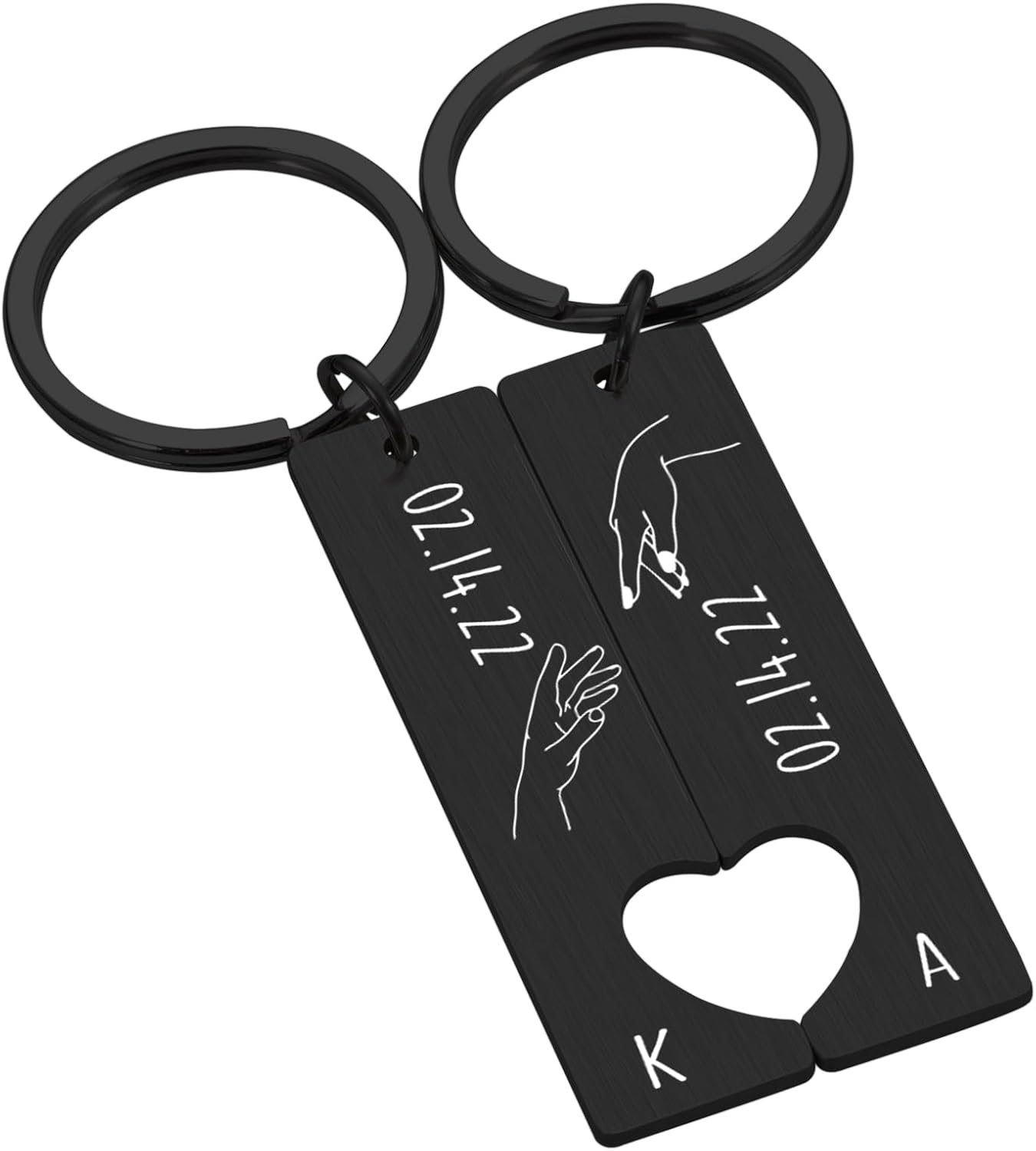 Eunigem Custom Matching Keychain with Name Date Personalized Gifts for
