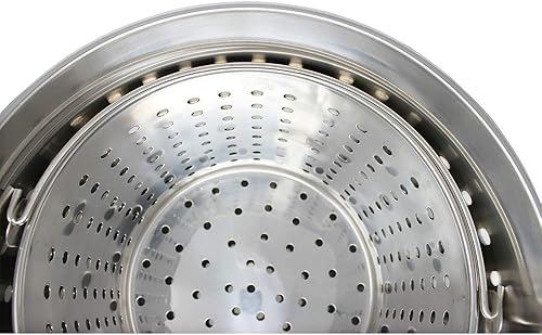 Miniatura 4 de Olla de acero inoxidable de 120 cuartos con cesta de vapor utensilios de cocina para hervir olla de vapor 22.5 pulgadas de ancho x 19 pulgadas de