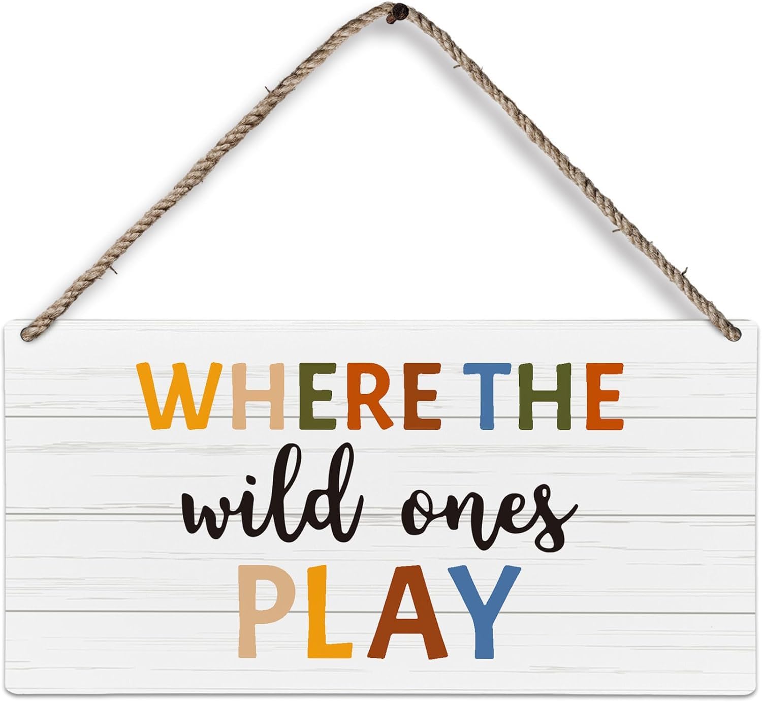 Pibonto Girls Wall Art 5X10 Inch Where The Wild Ones Play Wood Plaque Sign, Playroom Wall Decor, Play Signs For Kids Playroom, Play Playroom Sign Wall Decor, Playroom Nursery Kids Room Home Decor Hanging Decor