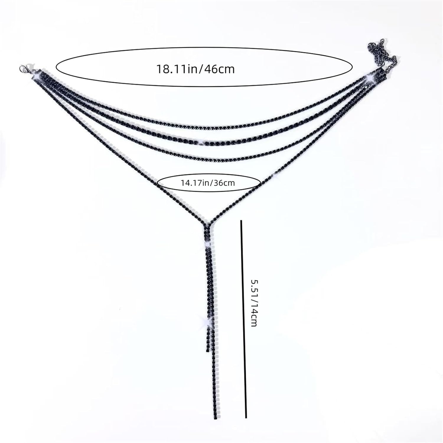 Boho Layered Necklaces for Women Fashion Y Long Neckalce Statement Long Sweater Chain Necklace Black Shiny Choker Necklace Wedding Bridal - Image 5