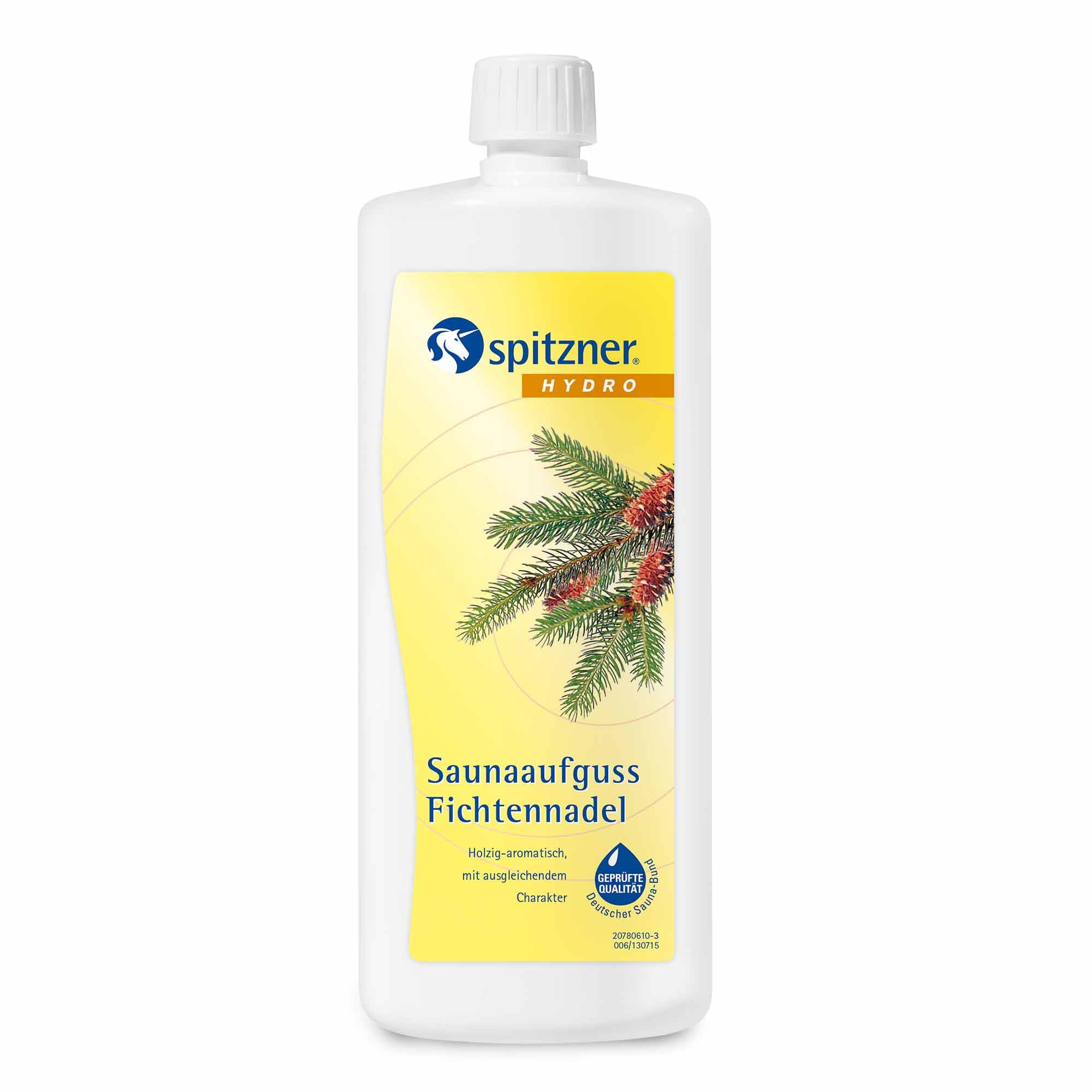 spitzner Esencia para saunas de 1 l - infusión de Salud con Fragancia a Madera aromática de Sauna de Aceite de Aguja de Abeto de Origen Natural para la respiración Libre y la Paz Interior.