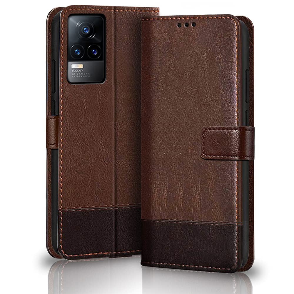 TheGiftKart Flip Back Cover Case for Vivo Y73 | Dual-Color Leather Finish | Inbuilt Stand & Pockets | Wallet Style Flip Back Case Cover for Vivo Y73 (Brown & Coffee) (B0B6F6F5X1) Amazon Price History, Amazon Price Tracker