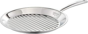 Lagostina ACCADEMIA LAGOFUSION Grill Pan 28 cm Stainless Steel 18/10 Suitable for All Heat Sources Including Induction