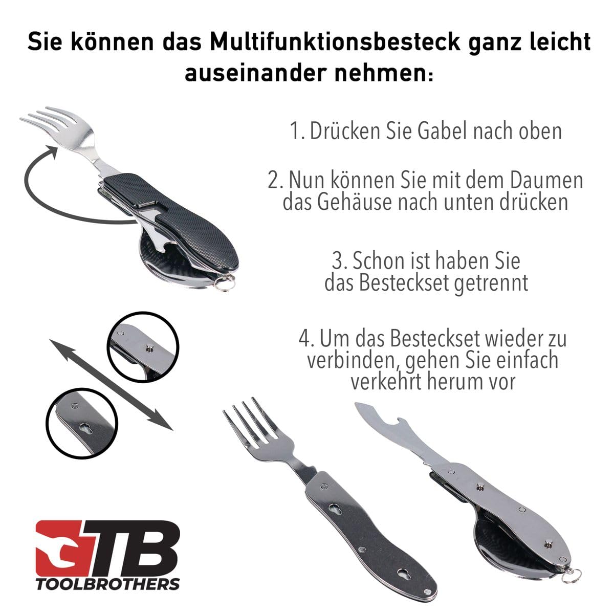 Toolbrothers Fiambrera en estuche rígido, resistente al agua, fiambrera de acero inoxidable + botella de acero inoxidable de 600 ml + cubiertos multifunción 4 en 1 (tapa de acero inoxidable de 1200