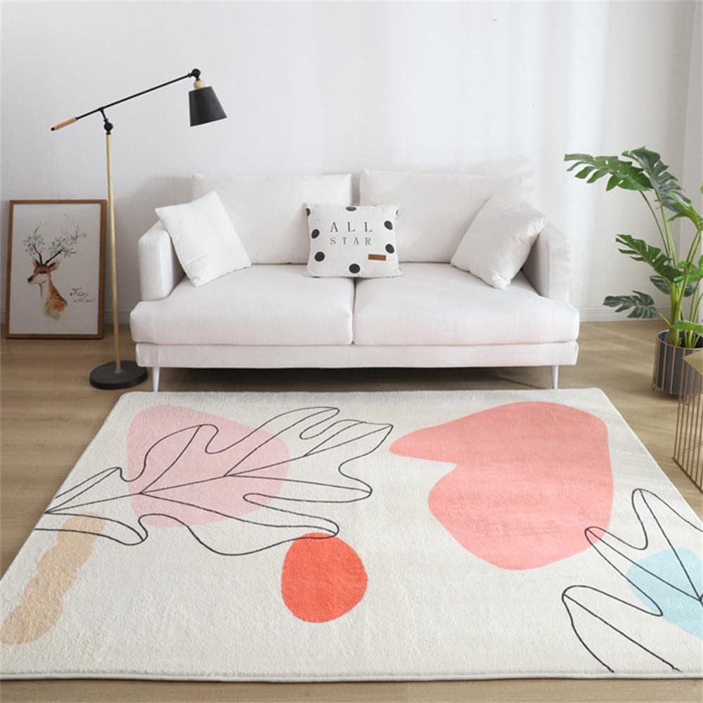 Tapis géométrique 120x160cm de style abstrait minimaliste à poil court multicolore