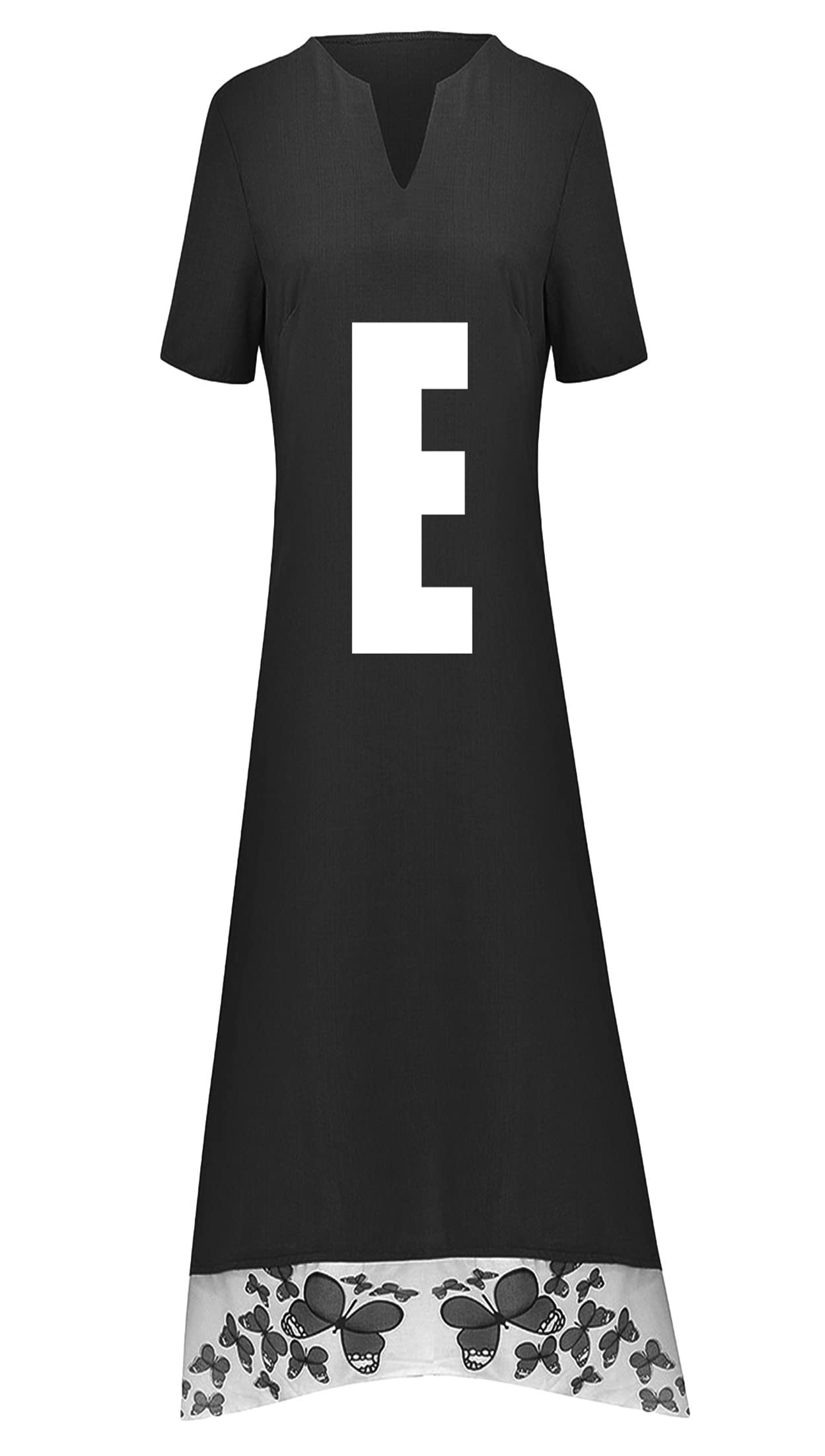 ZICUE Women's Sexy Cheongsam Style Slim Dress Solid Color Letter Print Dress