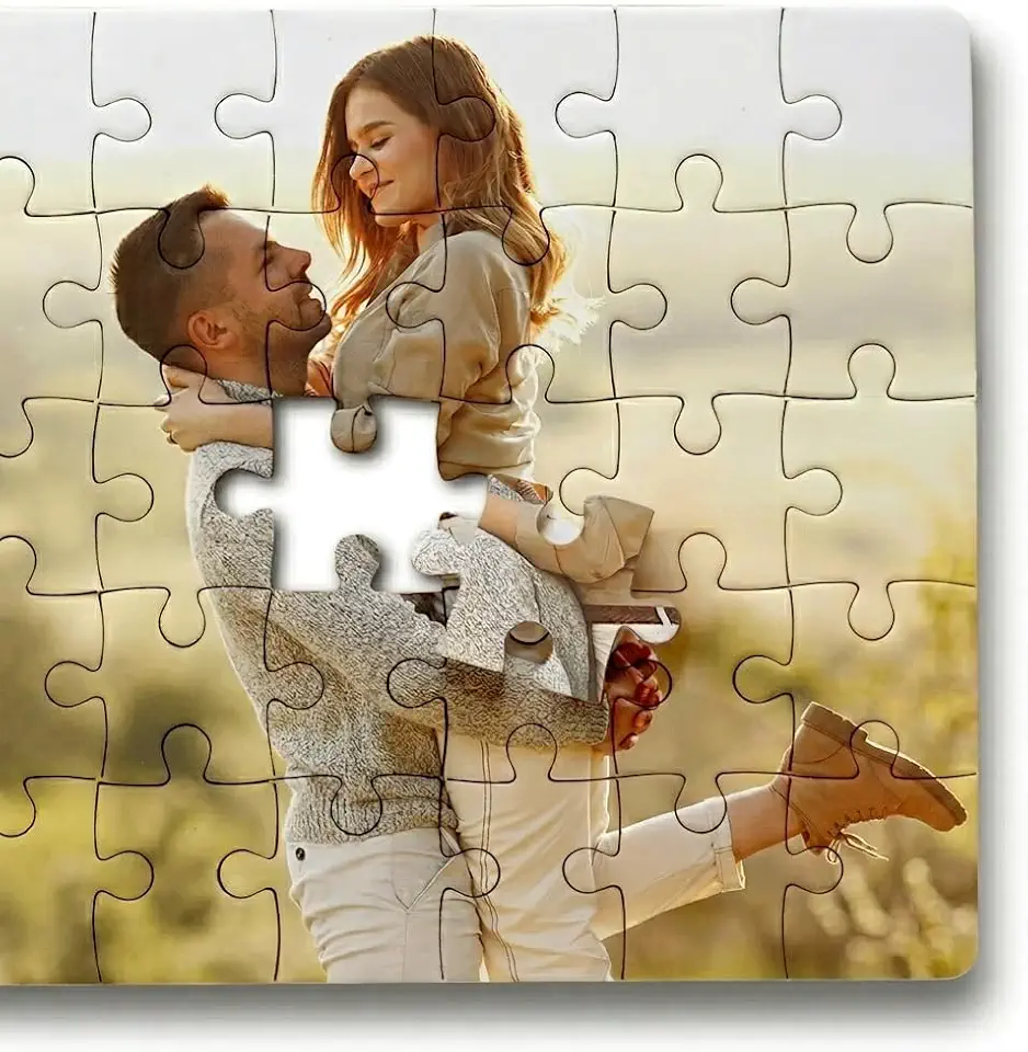 Quebra-Cabeça Personalizado com Foto 108 Peças MDF Premium 30x42cm Presente Criativo Casal e Namorados