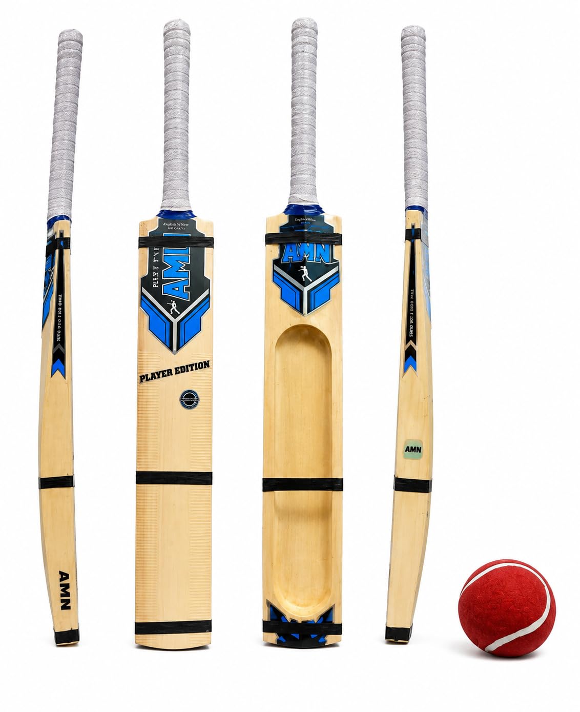 AMN Sports Full Size Hard Tennis Scoop Lightweight Kashmir Cricket Bat Free Tennis Ball Kashmir Willow Cricket Bat for 15+ Yrs (0.9 kg)-image-29
