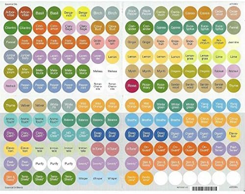 Illustrated Bottle Cap Labels for doTERRA Essential Oils • All 2018 doTERRA Single Oils Blends + Bonus Blank Stickers • 392 Essential Oil Sticker Labels For Aromatherapy Roller Storage Organizers