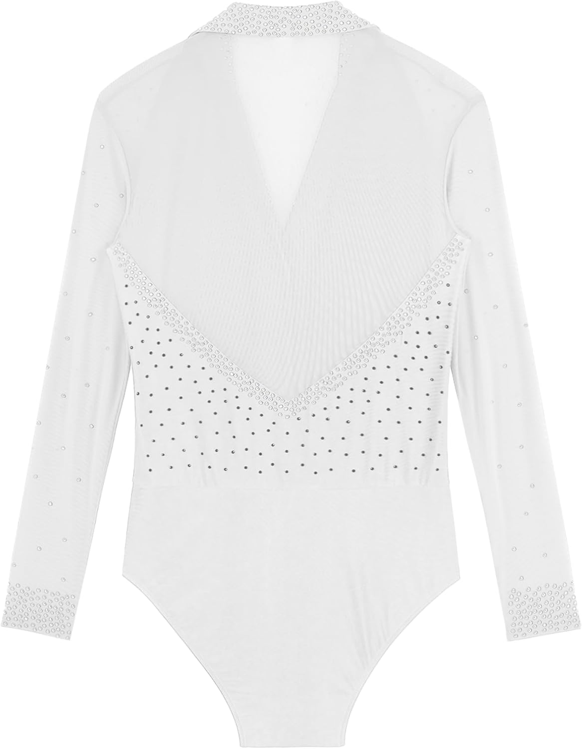 iiniim Men's Rhinestones Latin Dance Shirt Ballroom Leotard V Neck Modern Dance Shirts Bodysuit Tops