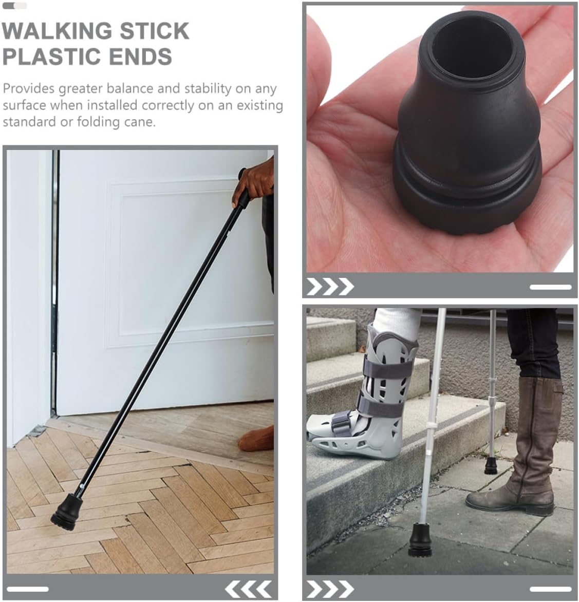 HOMSFOU 4pcs Cane Foot Covers and Walking Stick Tips Anti-Skid Rubber Replacement for Crutch Ends, 19mm Diameter, Sturdy Mobility Aid Accessories for Walking Sticks and Trekking Poles