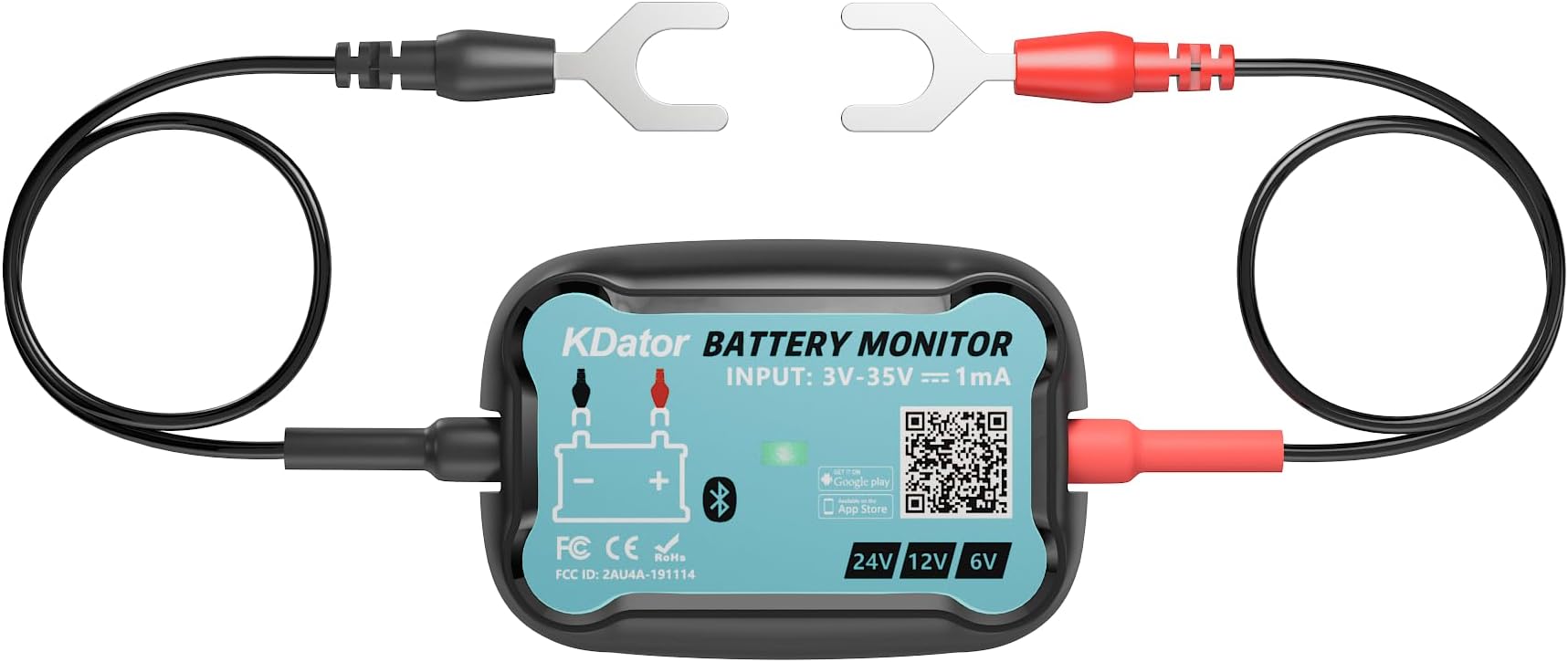 24V 12V 6V Bluetooth Battery Monitor BM7–Work for All Lead-Acid & Lithium Battery with Charging, Cranking System Test & Auto Alarm – Waterproof Voltmeter for Cars, Vans, Trucks, Motorcycles, Boats