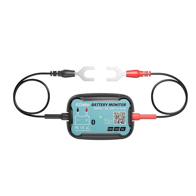 Monitor de Bateria Bluetooth KDator BM7 com Voltímetro, Teste de Partida e Carregamento, 6 V a 24 V, IP67