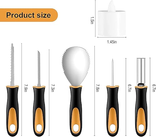 Miniatura 2 de Yixiang Kit de tallado de calabaza de Halloween, 5 piezas de herramientas profesionales de tallado de acero inoxidable para decoraciones de