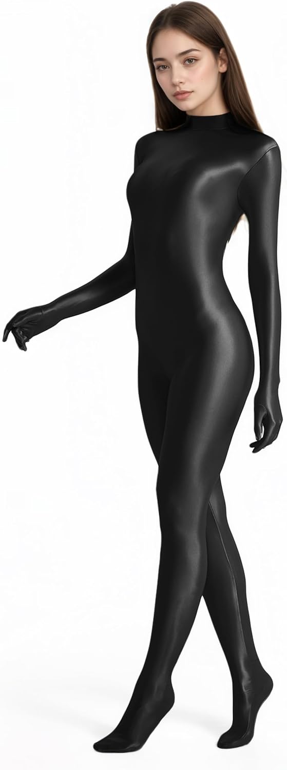 Woman's Zentai Bodysuit Dance Tights High Neck and Full Body Jumpsuit for Yoga Stretchy and Vinyl Catsuit - Image 4