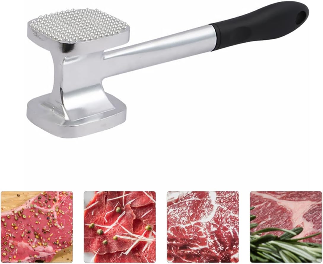 SOLUSTRE Double Sided Meat Hammer Aluminum Alloy Kitchen Tenderizer for Steak Beef Chicken More Versatile Cooking Tool for Home Restaurant Use Easy to Store Non Slip Design