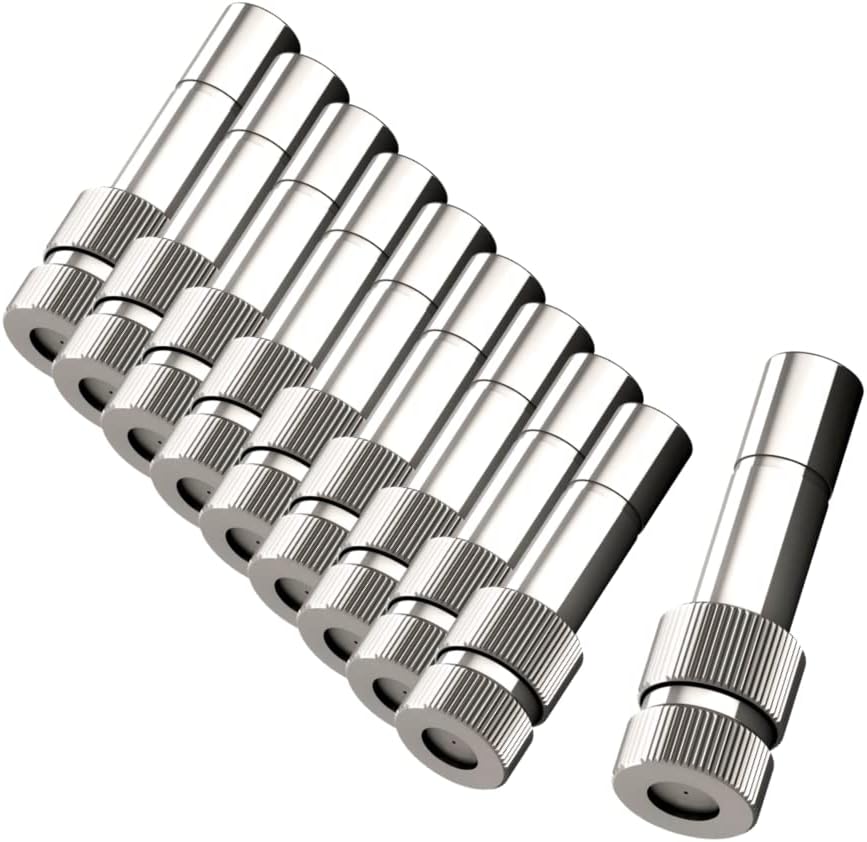 Brass High Low-Pressure Misting Nozzle Water Sprayer Fogging Cleanable Anti-Drips Ideal For Misting Lawn Gardens Greenhouse Air Cooling Systems Pack Of 10 (Mist 0.3 X 6Mm)