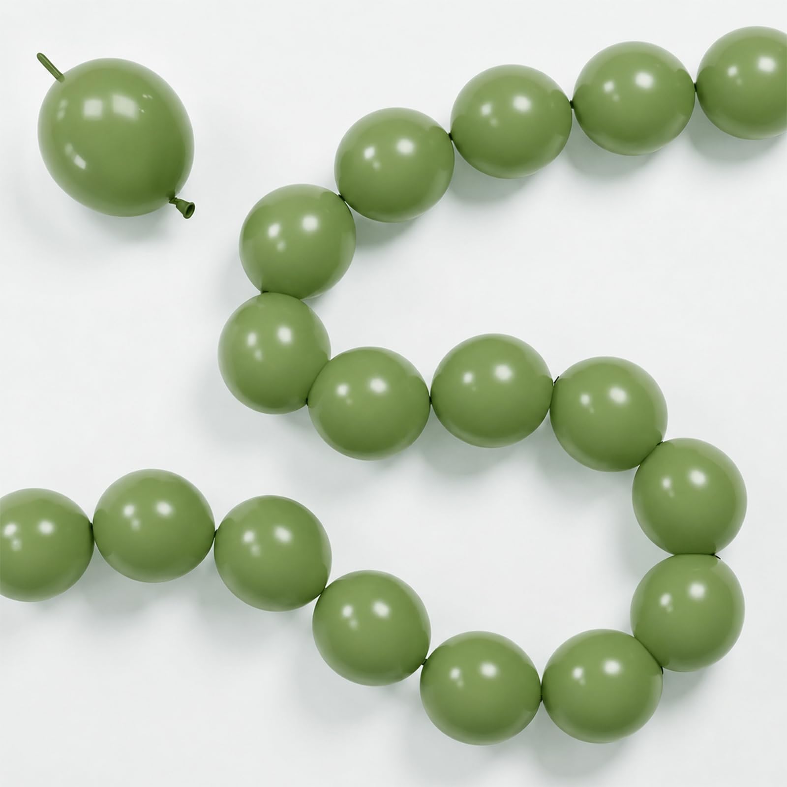 Sage Green Linking Balloons, 100PCS 6 Inch Olive Green Quick Link Balloons