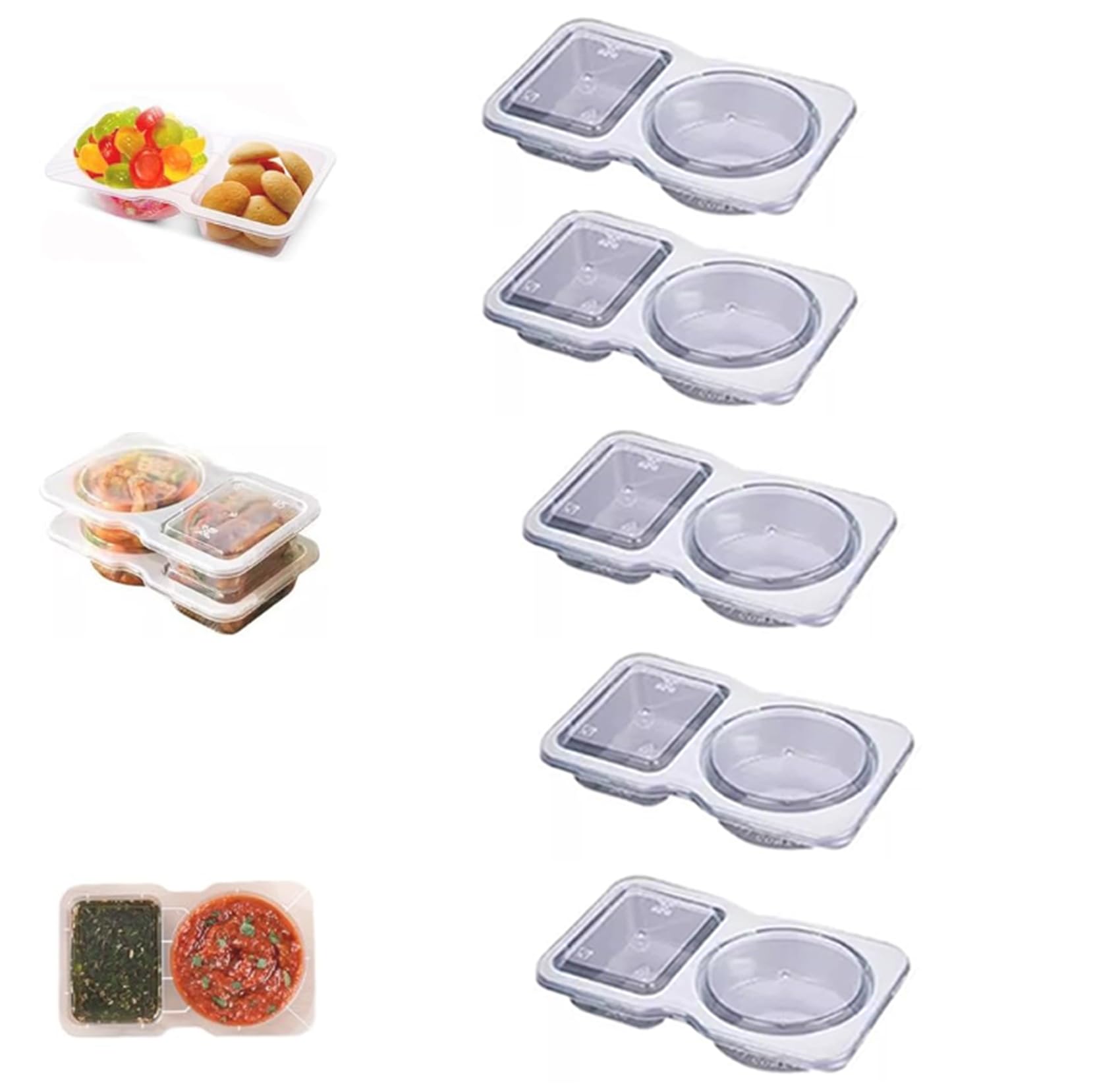 Generisch Snack Containers Reusable Snack Containers with Lids Snack Pack Containers Snack Box Container Snack Containers for Kids Condiment Containers with Lids Snack Containers for Adults (5pcs)