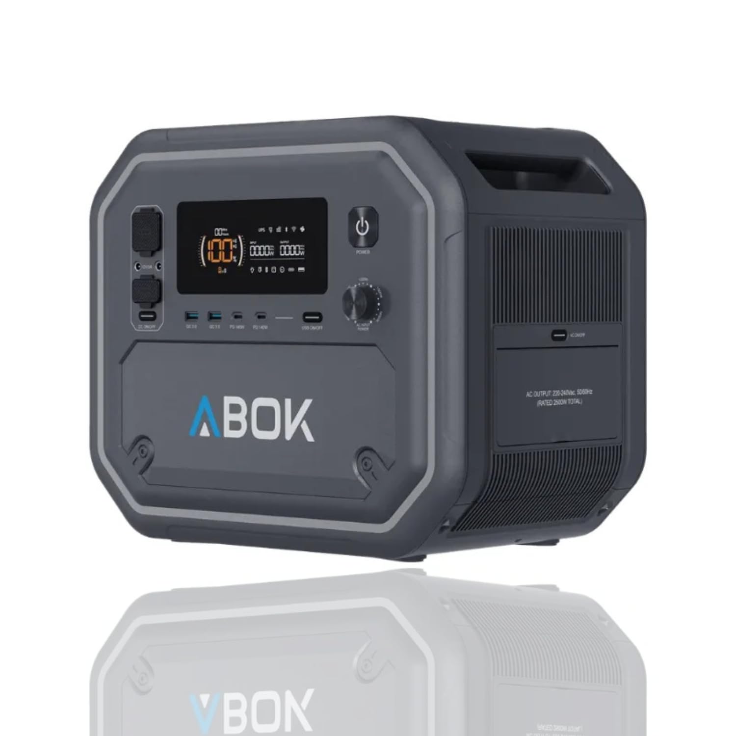 ABOK ARK2800 Station d'alimentation 2160 Wh LiFePO4, générateur solaire 2800 W, double entrée solaire 1200 W, stockage d'énergie portable avec application et onduleur pour camping, balcon