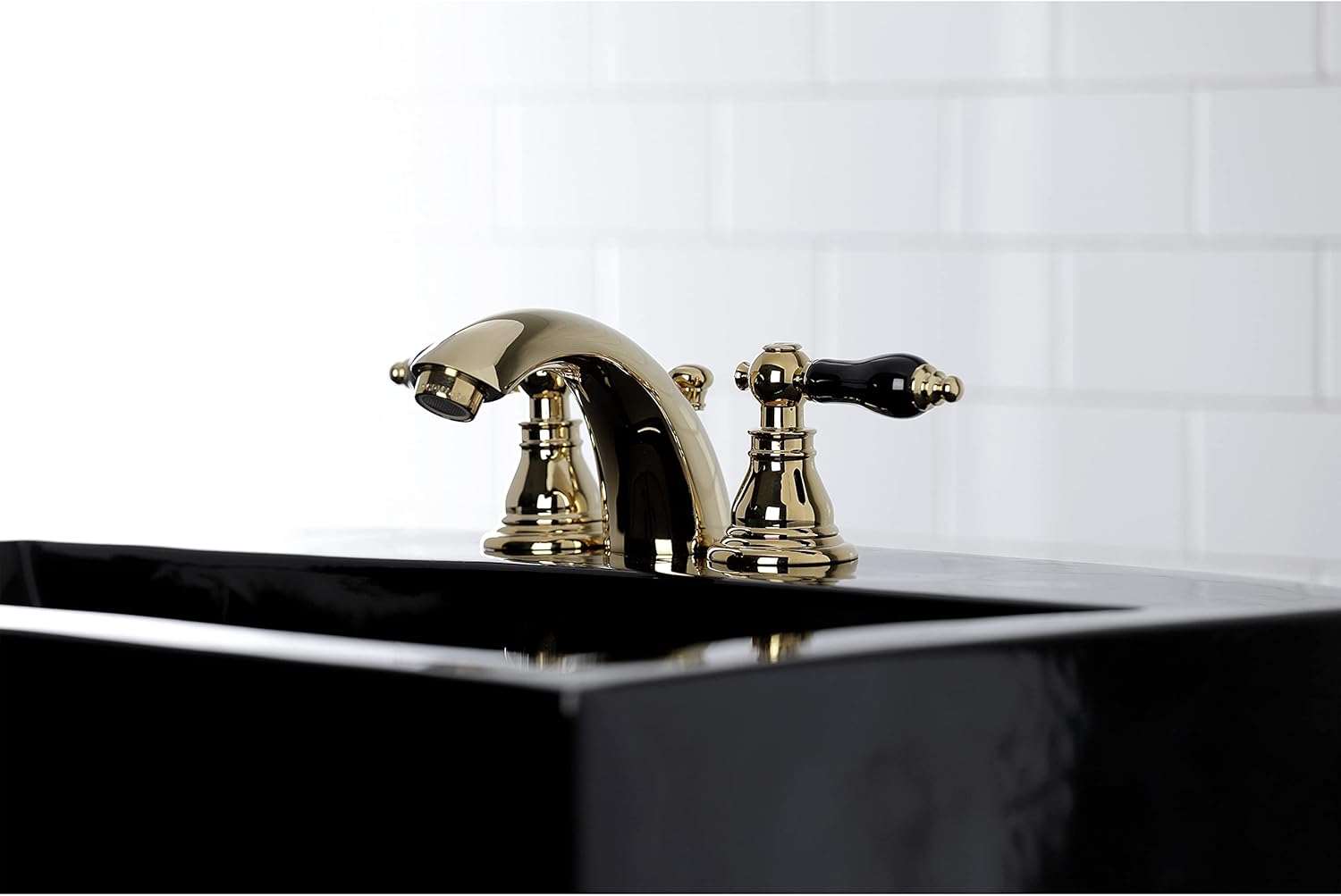 Kingston Brass KB952AKL Duchess Widespread Bathroom Faucet with Plastic Pop-Up, Polished Brass