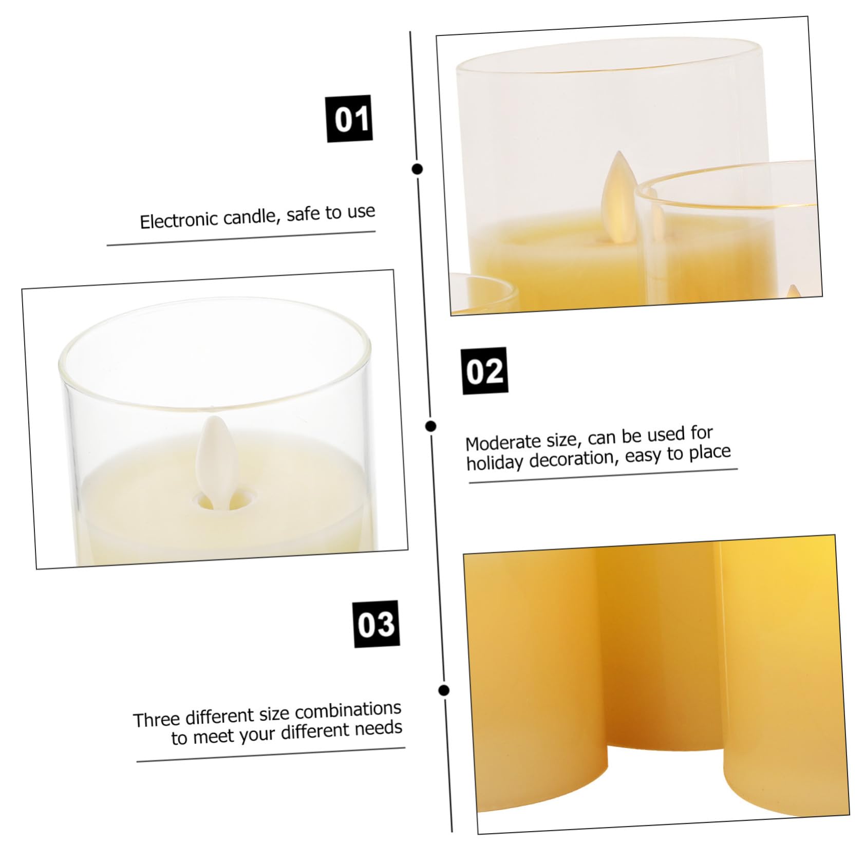 POPETPOP Lampade a Candela LED senza Fiamma a Batteria con Telecomando, Candele Finte Tremolanti per Decorazioni Interni, Set da 3 Pezzi per Atmosfera Rilassante in Casa e Ristorante