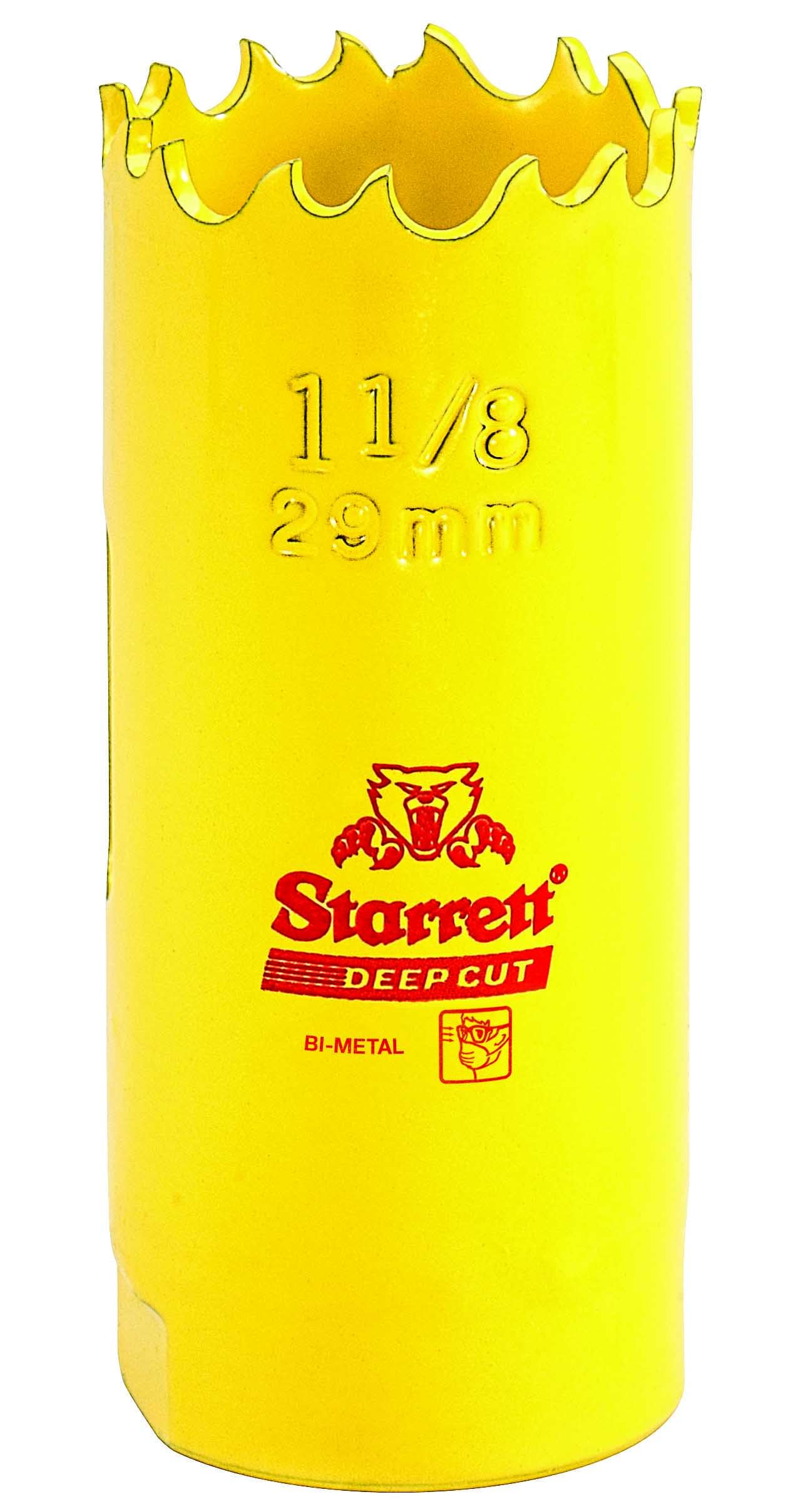 Starrett Deep Cut Hole Saw - DCH0118 Heavy Duty Bi-Metal with Extra Cobalt HSS Teeth - For Metals Wood Cast Iron Fibreglass Plastic Materials - 29mm