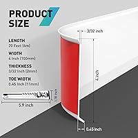 Vista 10 de Baseboard Trim, 4 Inch(W) x 20 Feet(L) Peel and Stick Flexible Baseboard Molding Trim, Self Adhesive Vinyl Baseboard Cove Base, Base Boards for Black