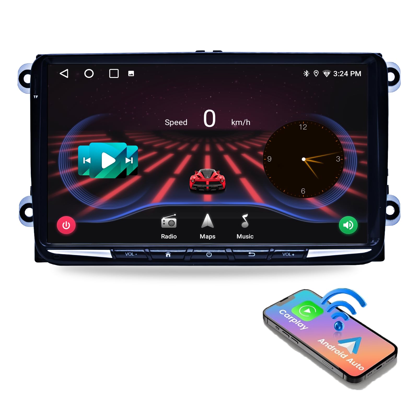 La Radio del Coche Android 13 es Compatible con la Radio Volkswagen Golf 5 Passat B6 B7 Skoda Fabia y Carplay Android Auto, Pantalla táctil QLED de 9 Pulgadas y WiFi/4G/AM/FM (6+128G)