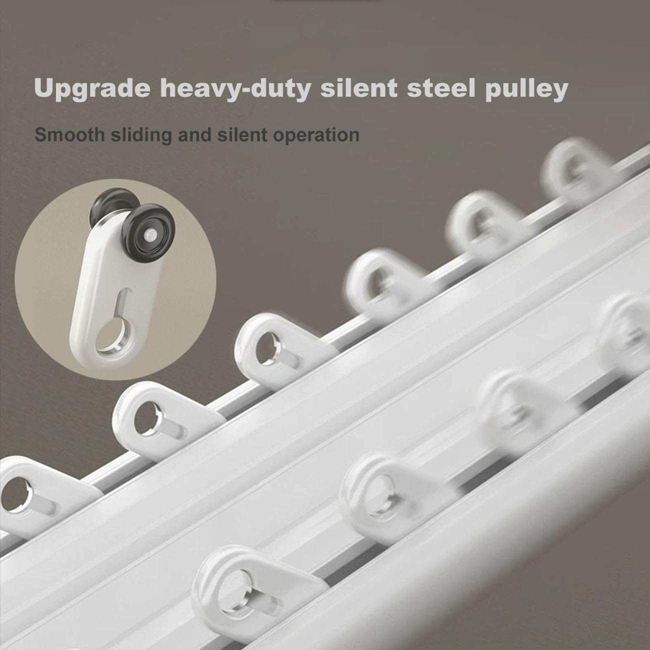 Riel De Cortina De Techo Doble, Riel De Cortina Silencioso Oculto Resistente con Accesorios, Apto para Sala De Estar Y Baño(White,210cm/82.7in)