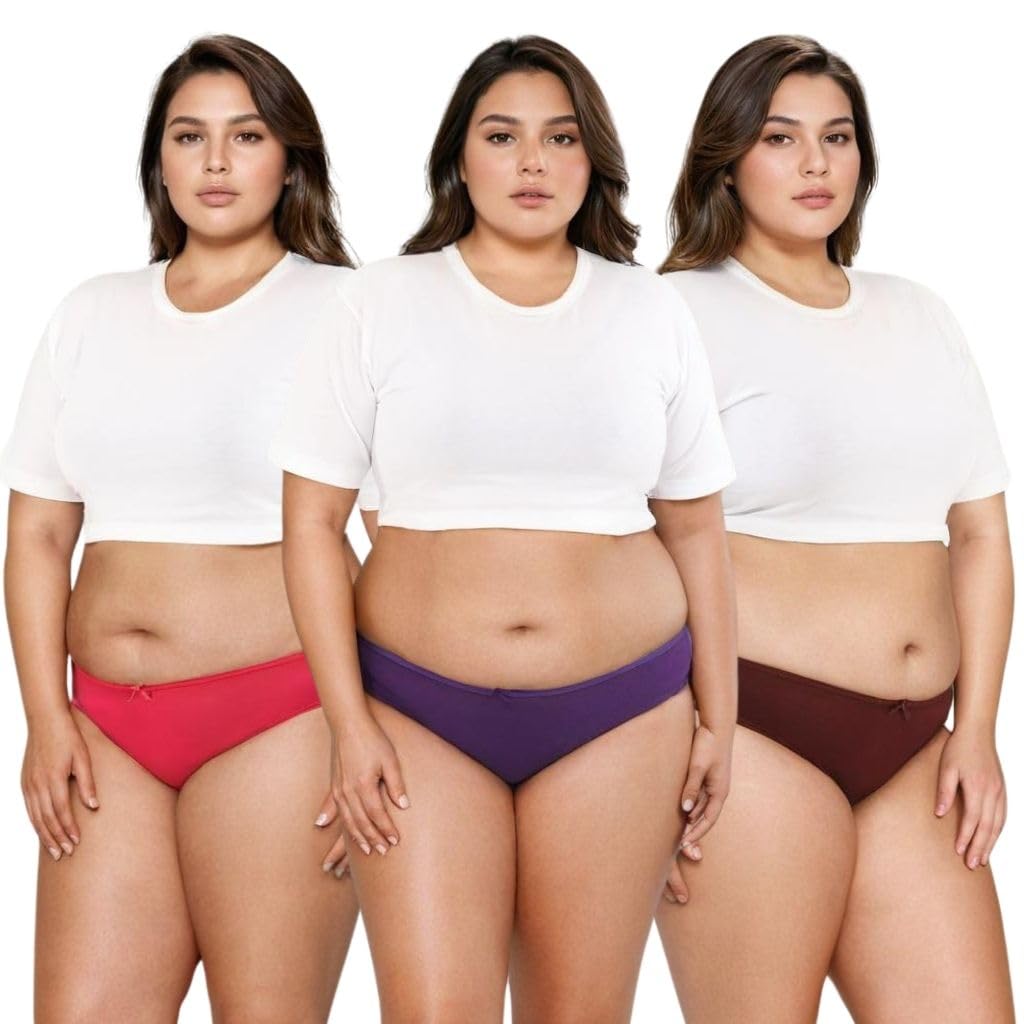 Adira | Plus Size Bikini Panty for Women | Plus Size Brzee Bikinis | Lightweight Cotton-Elastane Fabric | Super Stretchy for Comfort | No Visible Panty Lines | Pack of 3-picture-27