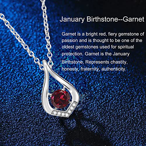 Kimievol Necklaces For Women Genuine Garnet January Birthstone Necklace Sterling Silver Infinity Pendant Anniversary Birthday Christmas Jewelry Gifts For Women Girls Mom Wife Her #TOP2