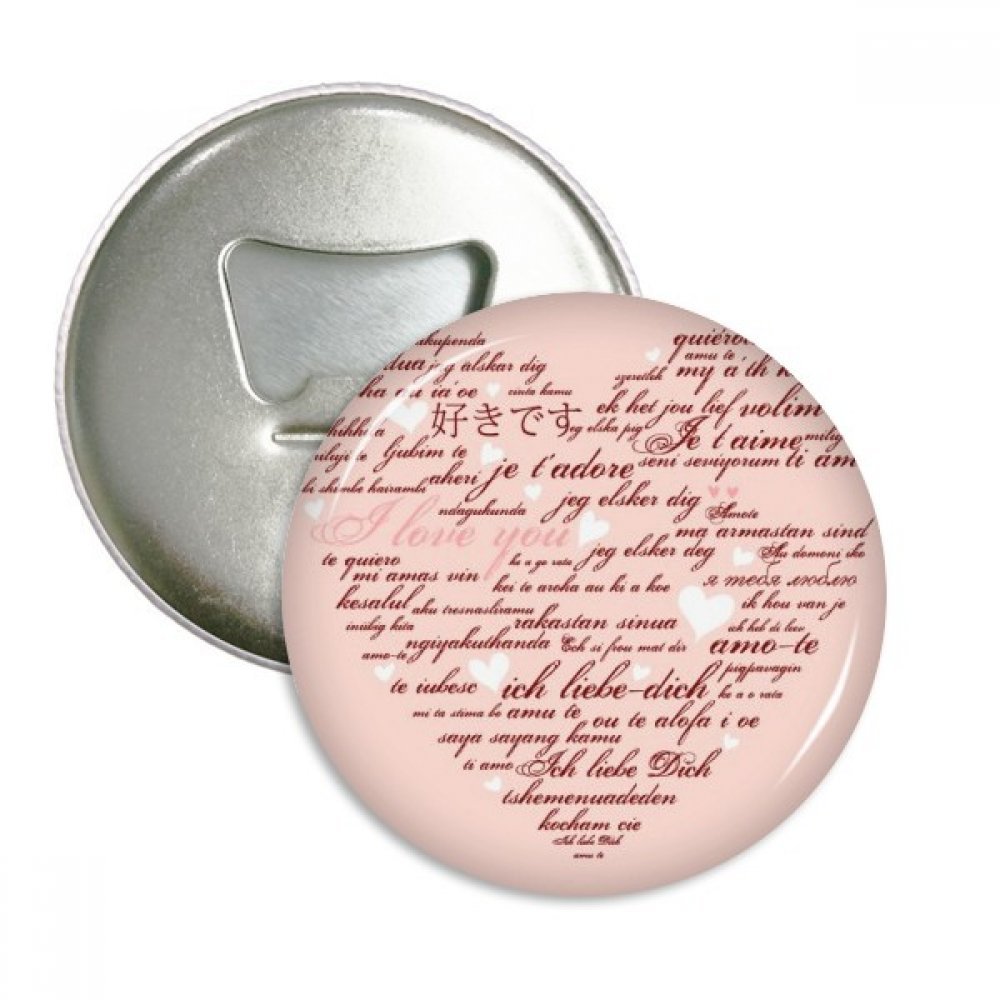 Ouvre-bouteille rose blanc aimanté pour frigo et badge bouton argent 3pcs