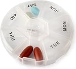 DEKE Planificateur de médicaments à la boîte à pilules portative ronde (7 Jour Conteneur de voyage hebdomadaire) Médicaments, Boîtes à vitamines Organisateur Distributeur Pillbox Organisateur, trieur quotidien & Récipients de rappel