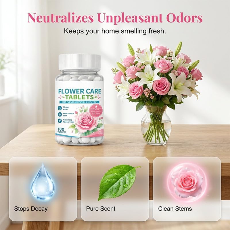 Flower Preservation Water Purifier Tablets One Tablet—Keeps Bouquets Vibrant & Vase Water Crystal-Clear, Fresh Flower Preservation Tablets Purify Water and Extend the Flowering Period