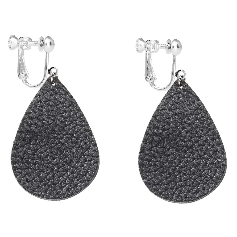 Bohemian Dangle Leather Clip on Earring Screwbacks Faux PU Lightweight Vintage Teardrop for Girls