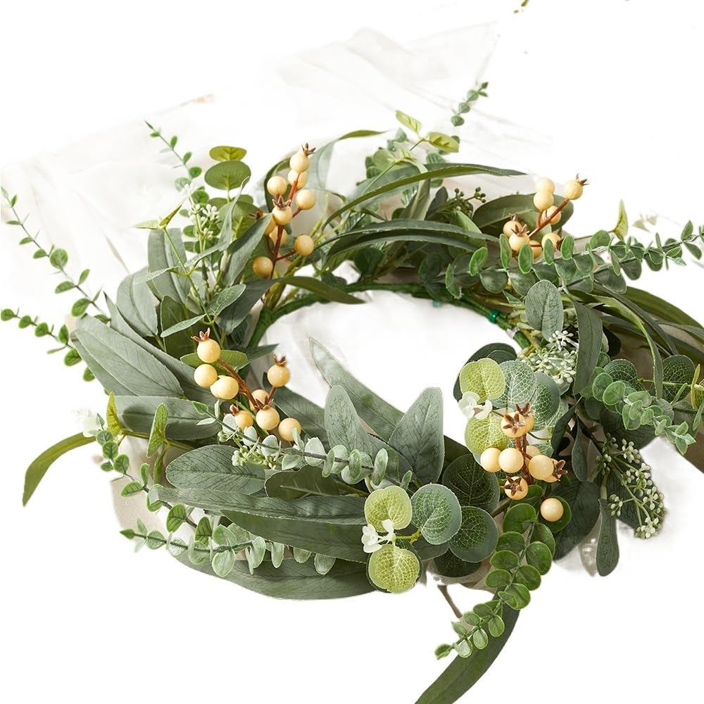 Artificiale Ghirlanda Ghirlanda di fiori artificiali di ortensia eucalipto for la parete della porta Sfondo di nozze Home Hello Wreath Decorazioni for esterni (Color : Style 03)