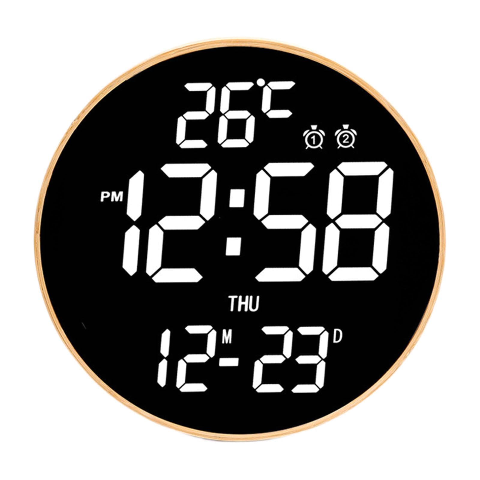 Orologio Digitale da Parete, Orologio da Appendere al Muro, Visualizzazione della Settimana, Indicatore della Data, Sveglia Moderna a LED, Superficie Nera, Luce Bianca