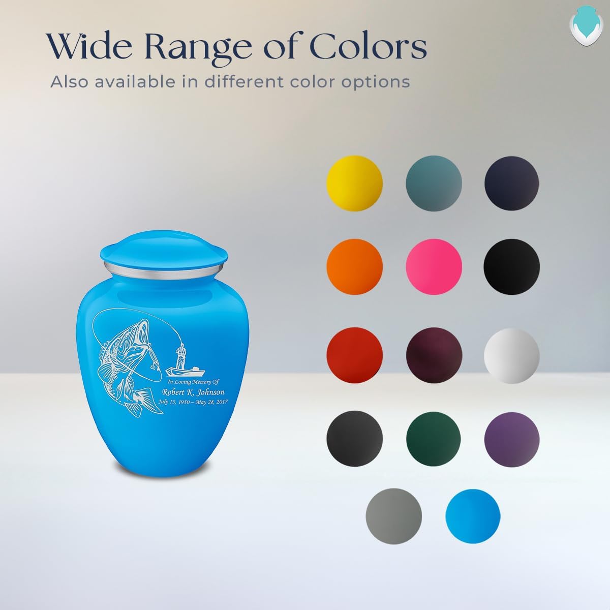 Geturns - Adult Personalized Fishing Cremation Urns for Human Ashes I Small Racing Blue Funeral Urn for Men and Women I 44 lbs
