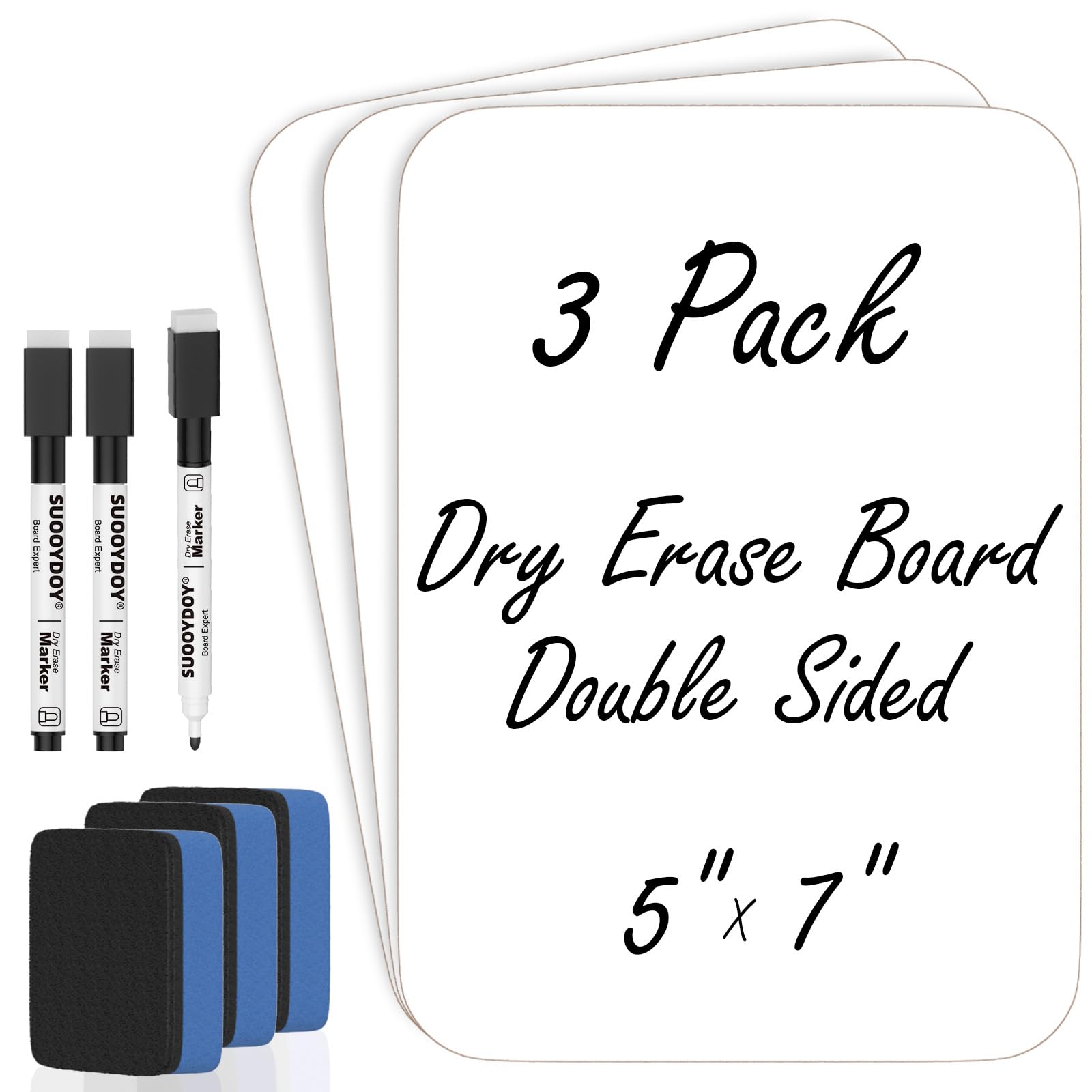 3 Pack Small White Board Dry Erase 5x7 Inch Mini Whiteboard Small Dry Erase Board with Markers Erasers Double Sided Dry Erase Lapboards for Students Teachers School Supplies Meeting Voting (3)