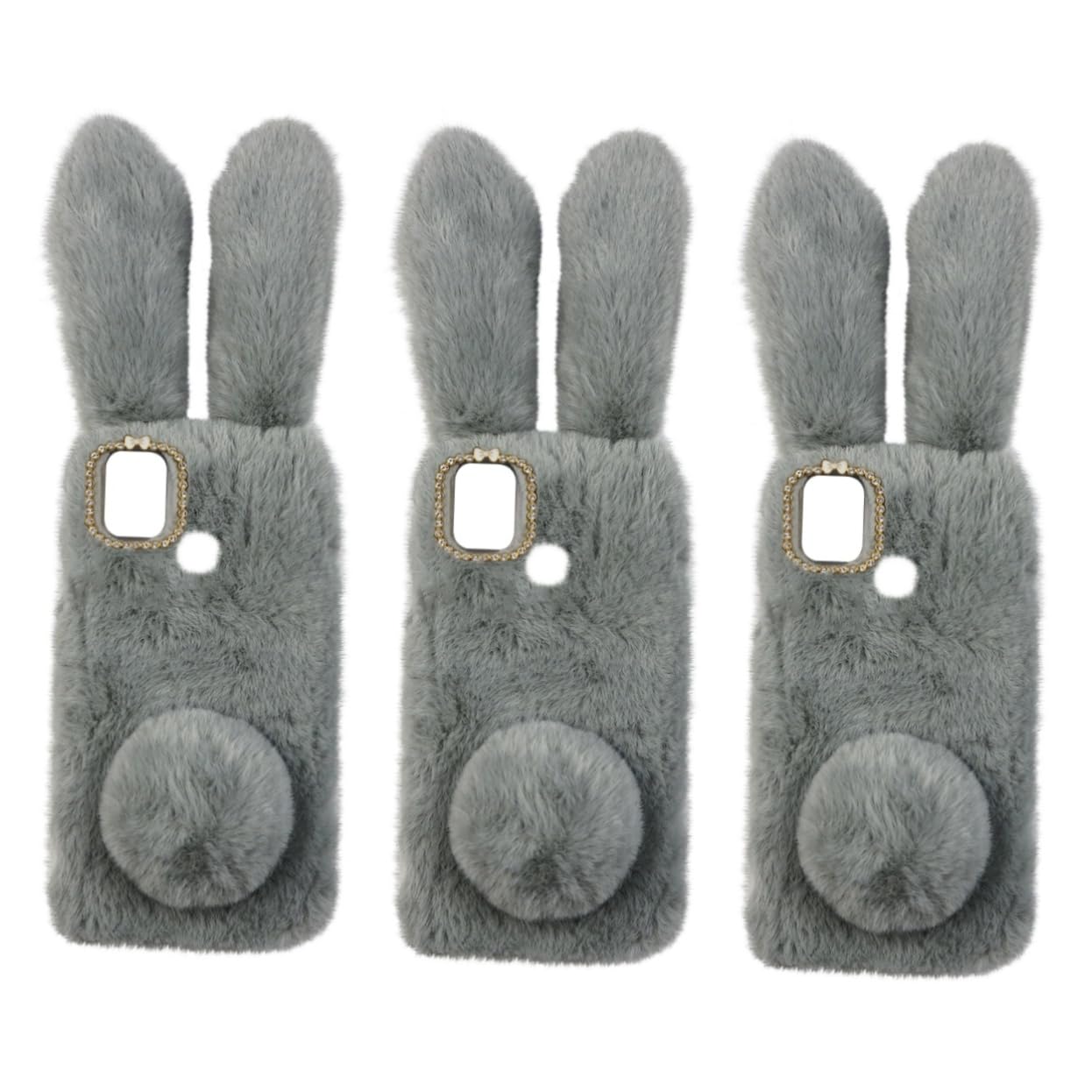 Uonlytech 3piezas Funda De Teléfono De Peluche y Resistente Carcasa Protectora Diseño Adorable para Material TPU Detalles De Strass y Forro De Conejito Fácil Acceso Puertos y