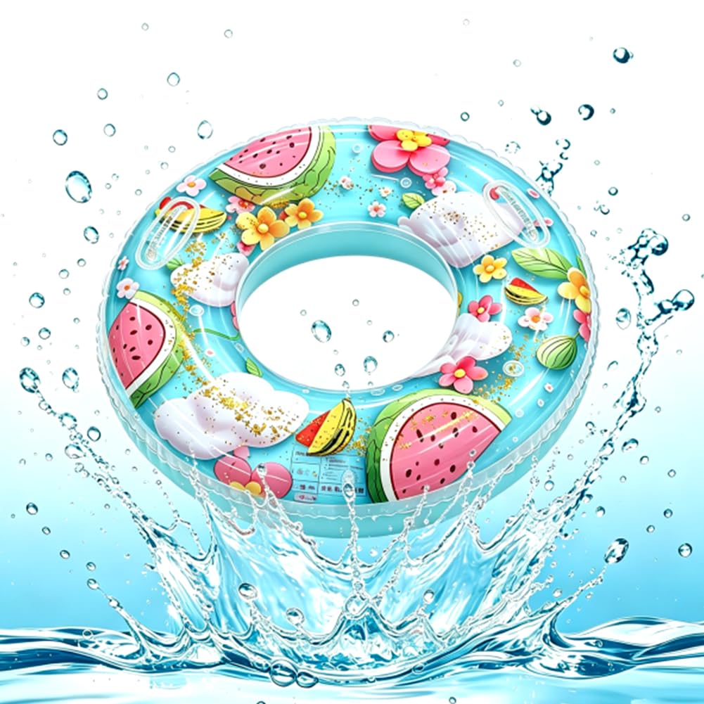 Watermelon Inflatable Swim Ring, Pool Swimming Ring for Kids Boys Girls Pool Beach Floats for Summer Water Party