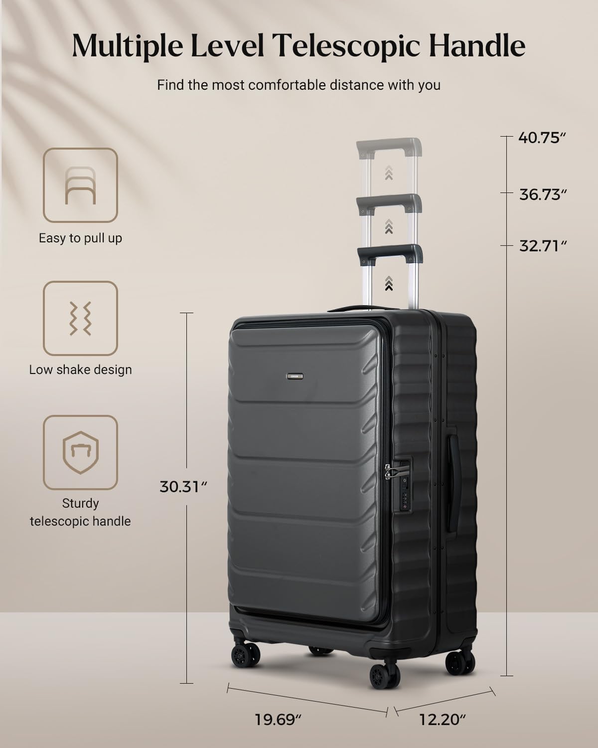 Checked Luggage, 28 Inch Luggage with Spinner Wheels, Large Suitcase with Lightweight PC Hard Shell, Aluminum Frame, Top Opening, YKK Zipper, TSA Lock (Black, 1PC) - Image 9
