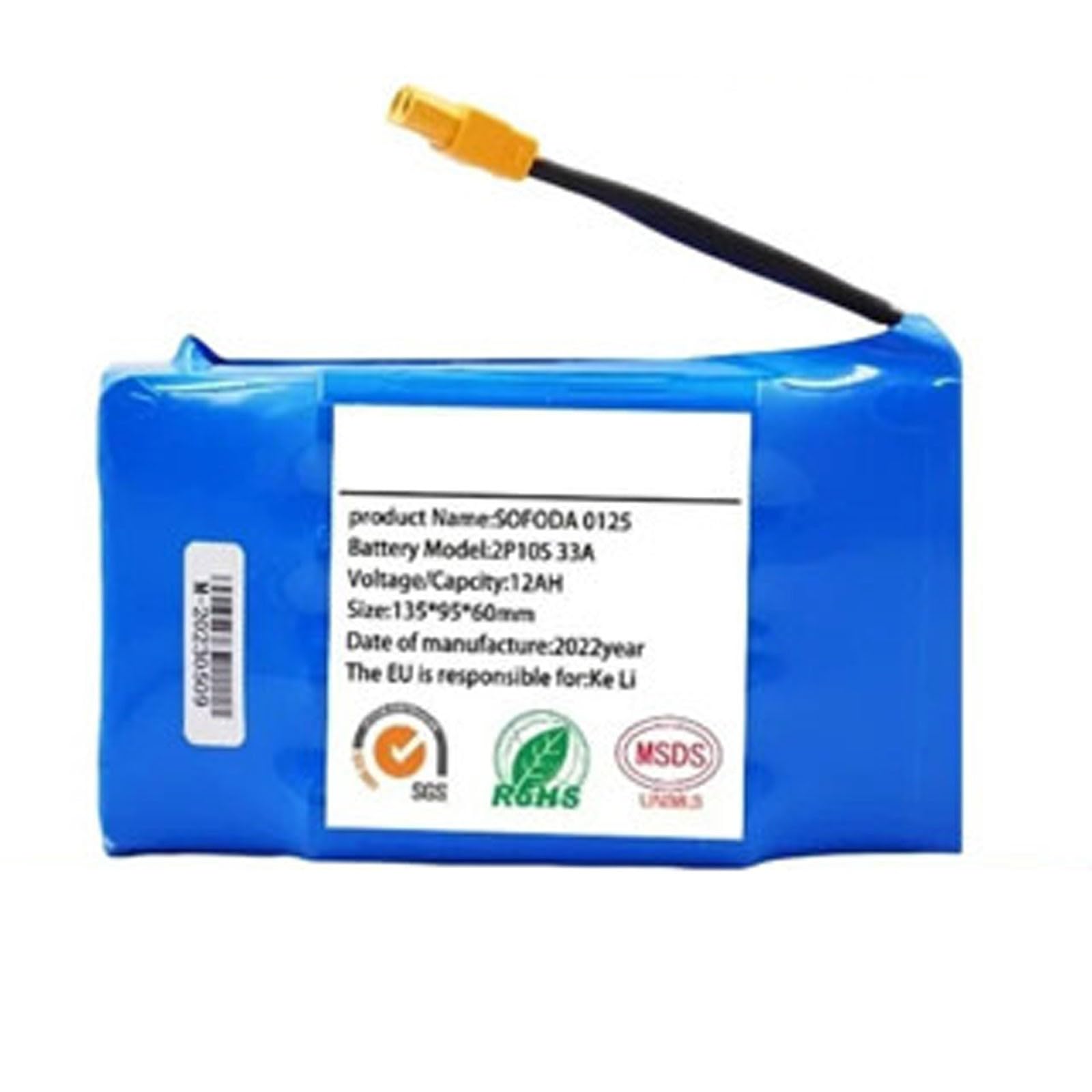 36V 12Ah 10S2P Batteria ricaricabile agli ioni di litio BMS integrato Involucro in PVC impermeabile Compatibile con motori da 50 W a 400 W Resistente all'invecchiamento 36V 12Ah,XT30